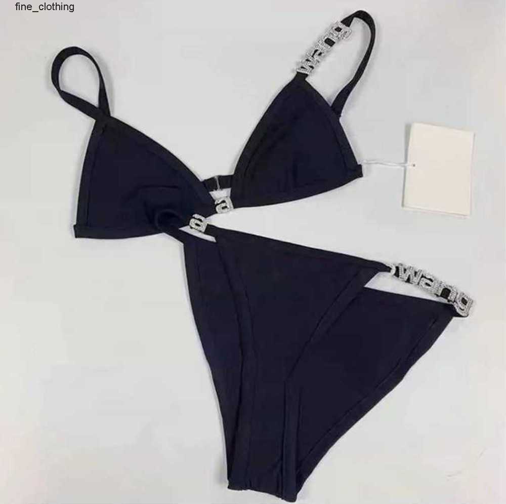 

Fashion classic wonmen designer Aw dawangjia 23 spring and summer new crystal letter decorative wang bikini rimless underwear swimsuit 2023ess, Black