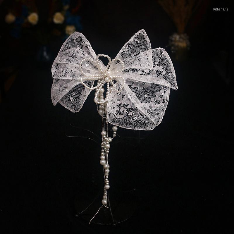 

Hair Clips Small And High Crepe Tassel Ornament Women's Mesh Red Back Head Bridal Headwear