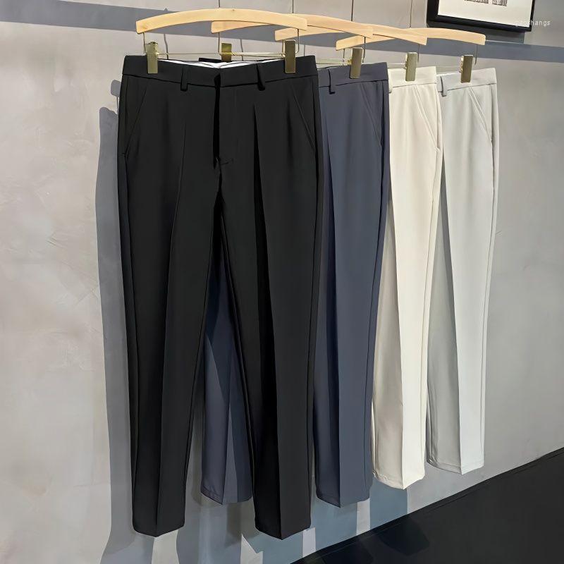 

Men's Suits 2023 Spring Autumn Classic Solid Work Stretch Pants Men Cotton Business Fit Korea Casual Trousers Male For Daily Wedding A10, Black