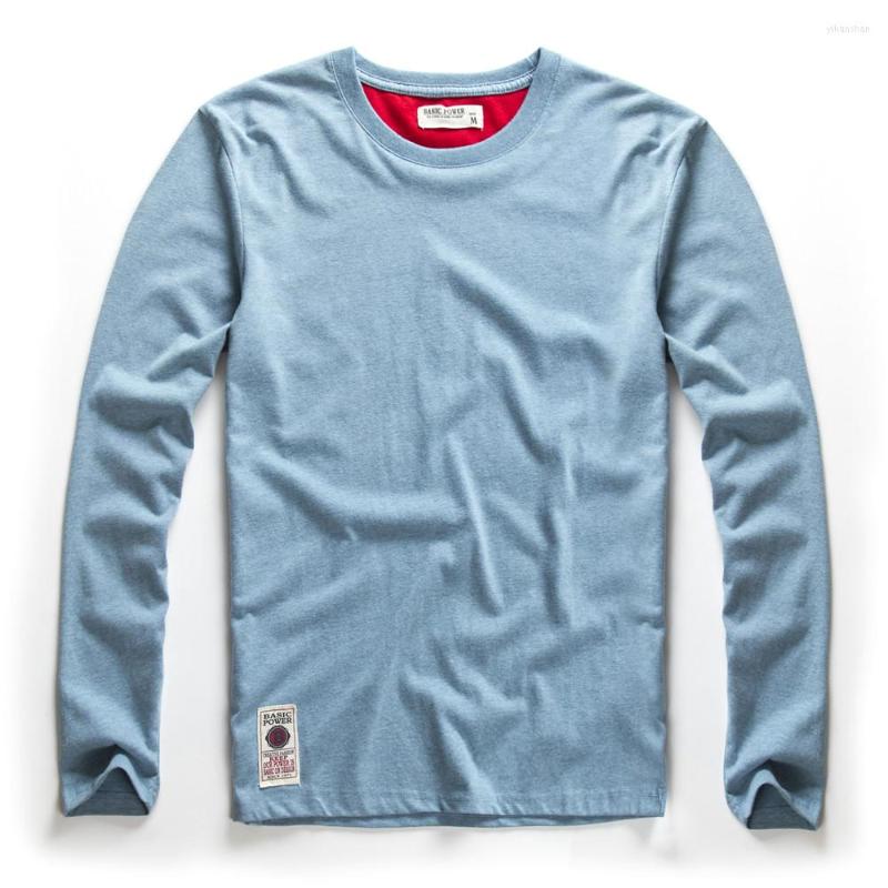 

Men's T Shirts Spring Long Sleeve T-shirts Men Solid Color Cotton O-neck Tops Plus Size High Quality Shirt For Streetwear