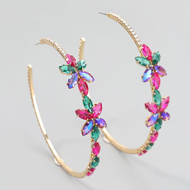 

Dangle Earrings & Chandelier 4Colors Multicolors Rhinestone Circle Earings For Women Fashion Jewelry Maxi Daily Collection Accessories
