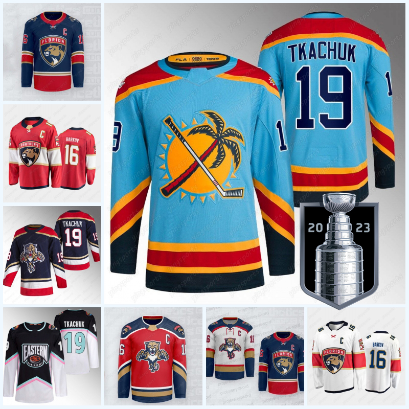 

Stanley Cup playoffs Jersey # 19 Matthew Tkachuk 16 Aleksander Barkov Panthers Reverse Retro Florida Aaron Ekblad Sergei Bobrovsky Patric Hornqvist Reinhart Knight, White3 men