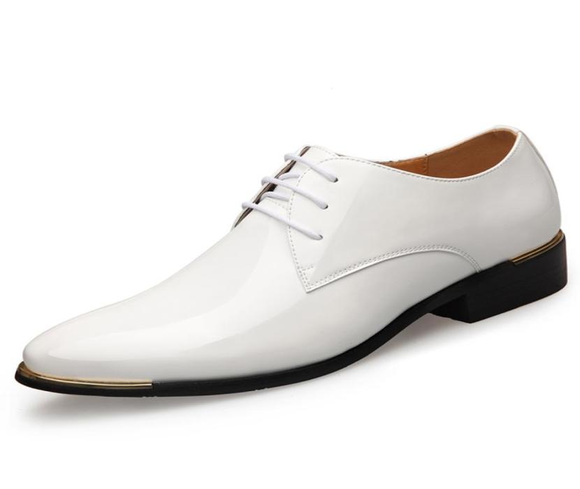

Men Luxury Dress Shoes Patent Leather Oxford Mens Shoes Italy White Derby Formal Male Flats Drop Plus Size 38471746048, Black