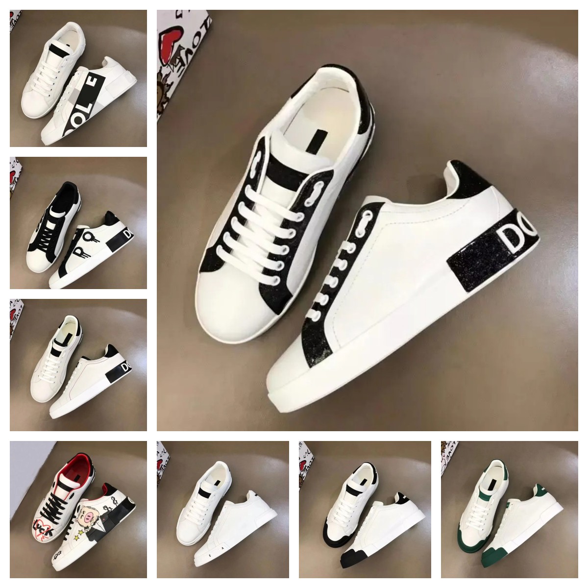 

Men's Portofino Geranium Patch Sneakers Designer White Shoes Italy Triple Leather Portofinos Printed Sneaker King of Love Flower Diamond Platform Women Casual Shoe, 30