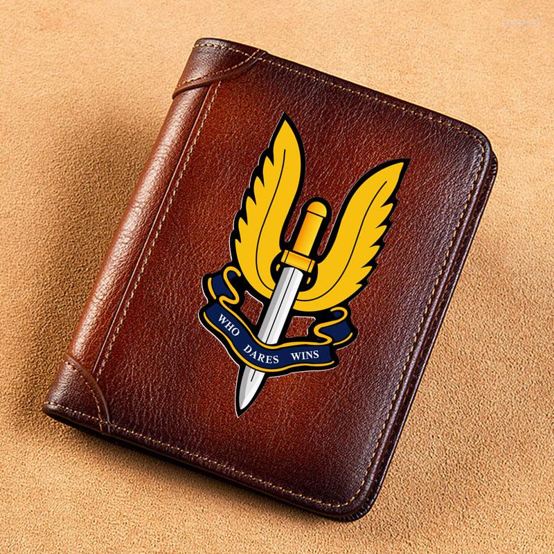 

Wallets High Quality Genuine Leather Wallet Special Air Service Badge Printing Standard Purse BK239, Yellowish brown