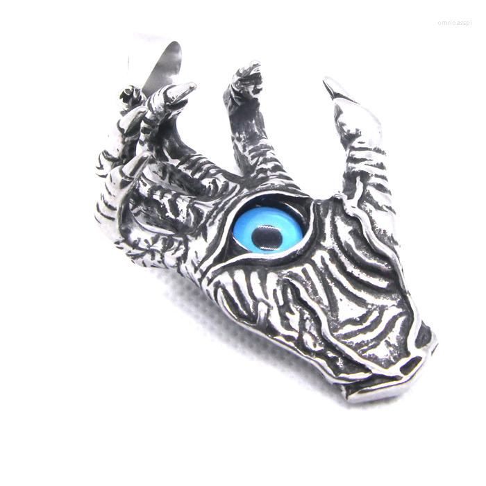 

Pendant Necklaces Est Skull Hand Mens 316L Stainless Steel Fashion Blue Eyeball