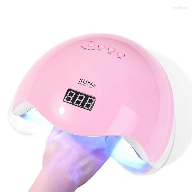 

Nail Dryers CNHIDS Nails Potherapy Lamp Machine 48W Intelligent Induction Led/UV Small USB Heating Dryer, Pink