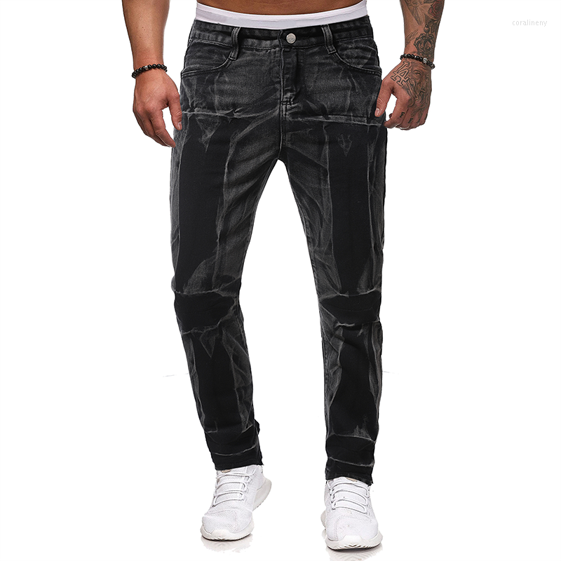 

Men's Jeans 2023 For Men's Fashion Street Fit Motorcycle Hip Hop Straight Tube Trousers Casual Clothing Pants, Black