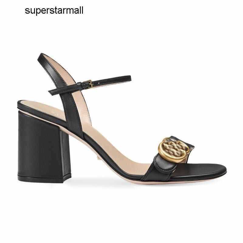 

cool heel sandals women ggity shoes marmont sandal block Luxurys designer high heels sexy brand woman open toe Sandallias hardware decoration