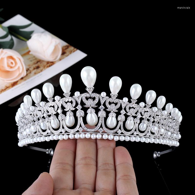 

Hair Clips Retro Royal High-end Pearl Accessories Lovers Knot Crown Bride Zircon Wedding Headdress Luxury Jewelry Hairwear Fine