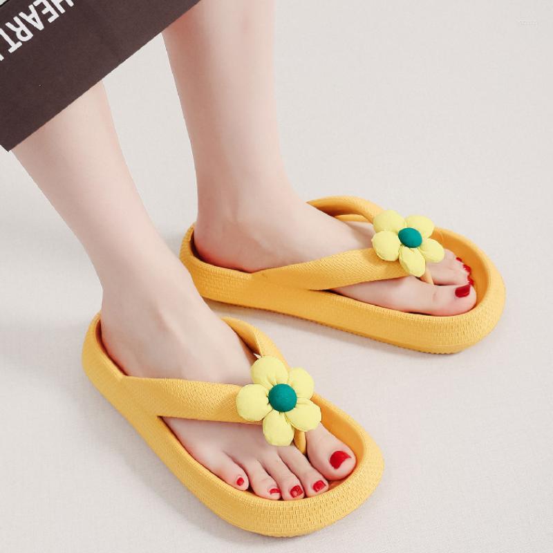 

Slippers Rimocy Fashion Flowers Women's Flip Flops 2023 Summer Soft Sole Non-Slip Pillow Women Beach Eva Thick Platform Sandals, Pink