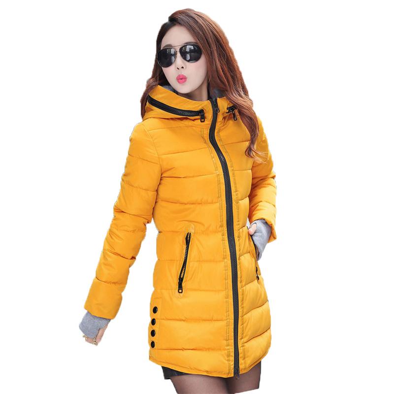 

Parkas Down Cotton Coat Women Long Slim Hooded Parkas 2021 Winter New Korean Black Red Fashion Clothing Popular Warmth Jacket Feminina, Yellow
