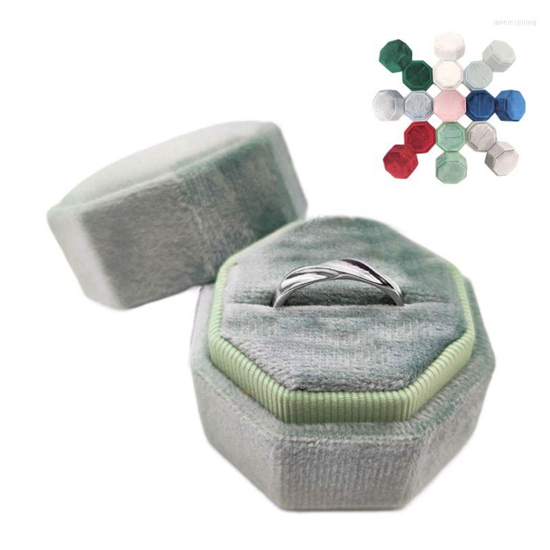 

Jewelry Pouches Velvet Single Ring Box Octagon Wedding Ceremony With Detachable Lid