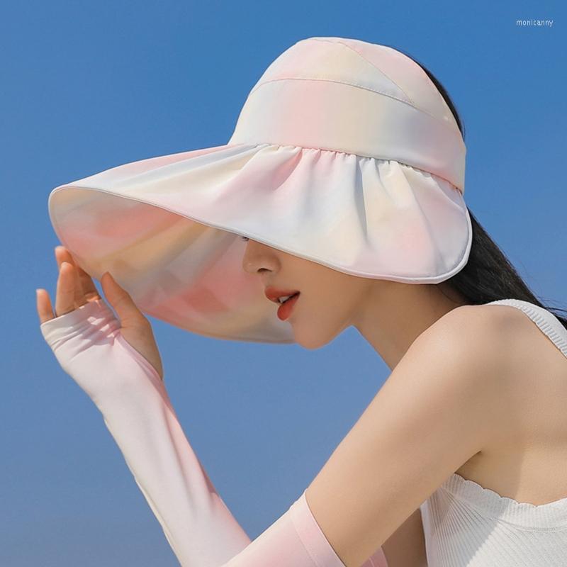 

Wide Brim Hats Trendy Gradient Color Sun Hat Outdoor Big Summer Empty Top Protection Gift For Teenagers Boy Girl, Blue
