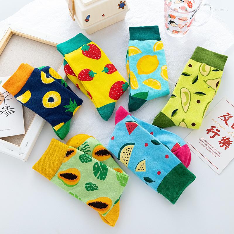 

Women Socks Unisex Funny Men Spring Autumn Cartoon Avocado Lemon Watermelon Peach Strawberry Banana Cotton Harajuku