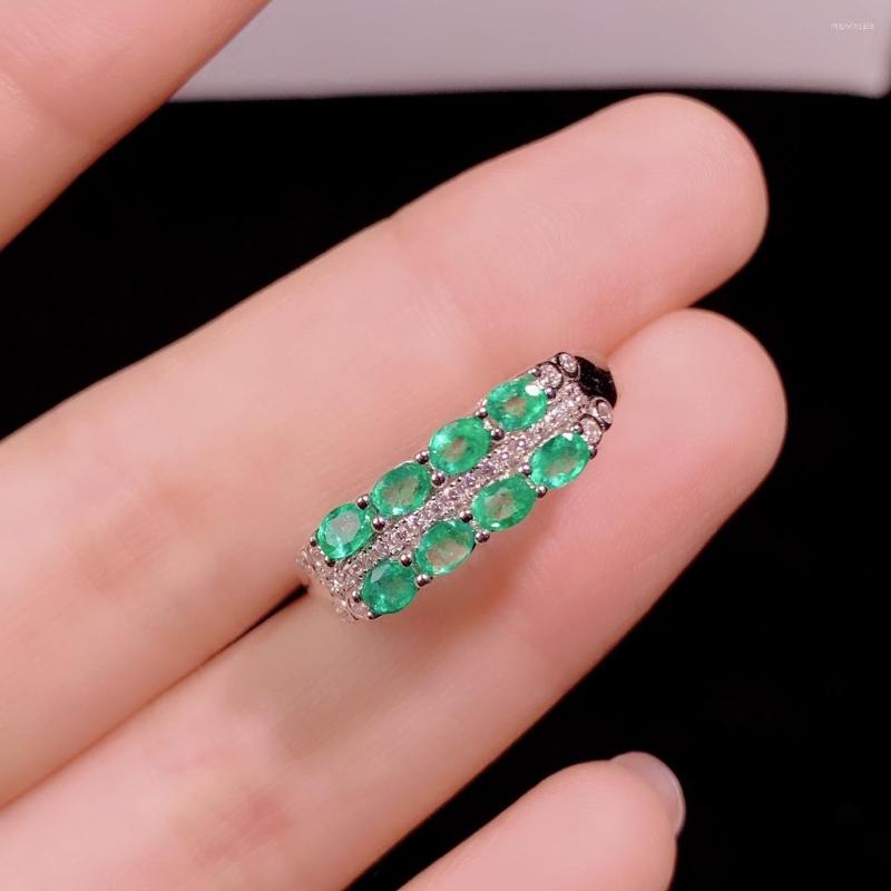

Cluster Rings Fashion 925 Sterling Silver Luxury Emerald-green Glamour Zirconia Engagement And Wedding Ring Women Gift Jewelry