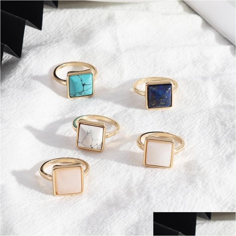

Cluster Rings 1.2Cm Square Kallaite White Green Rose Pink Quartz Stone Fashion Inner Dia 1.7Cm Brincos Pendientes Jewelry For Women Dht4S