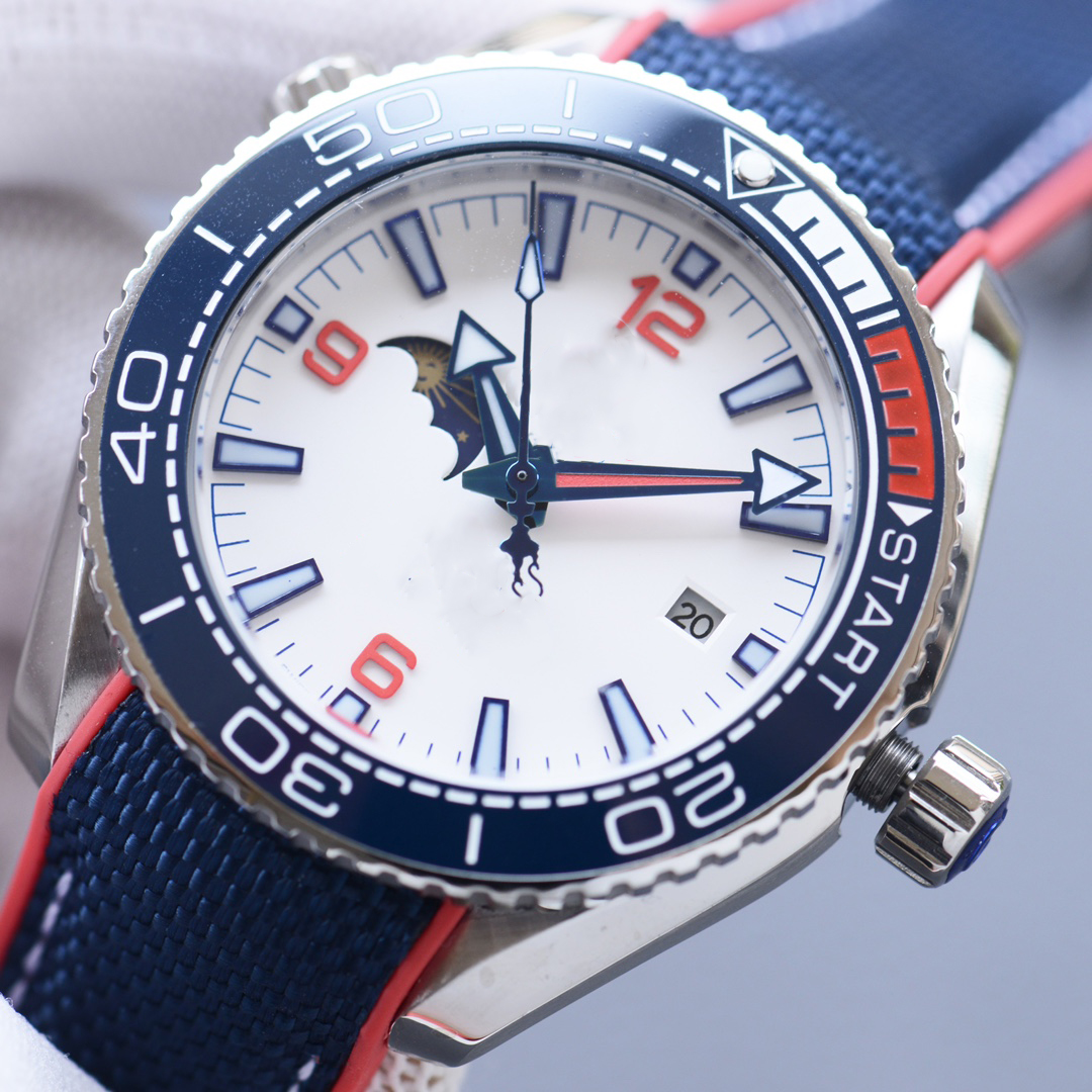 

6 Types New arrivel Luxury Watch mens orange&black ceramic bezel watches automatic movement fabric strap waterproof chronograph wristwatches, Only box and papers