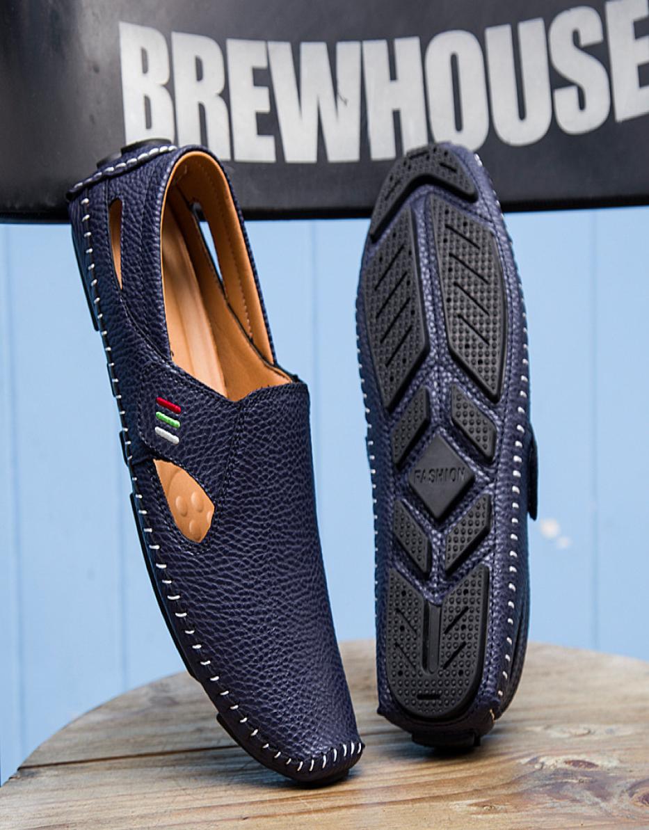 

2019 New Fashion Summer Style Soft Moccasins Men Loafers High Quality Men Flats Gommino Driving Genuine Leather Shoes Handmade2047337, Black
