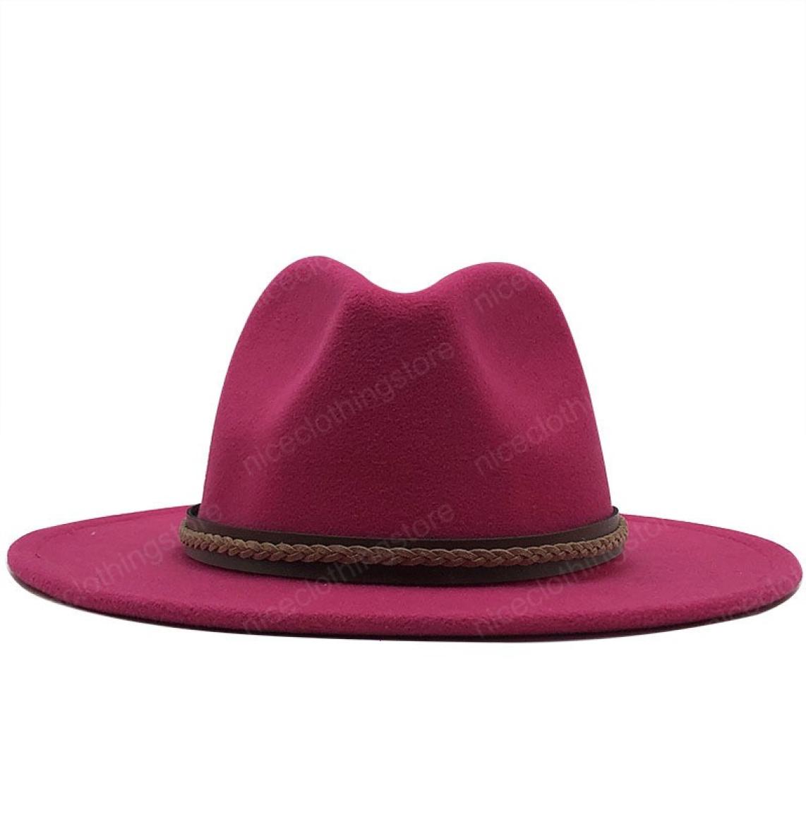 

Wide Brim Simple Church Derby Top Hat Panama Solid Color Felt Fedoras Hat for Men Women artificial wool Jazz Cap1299068, Purple