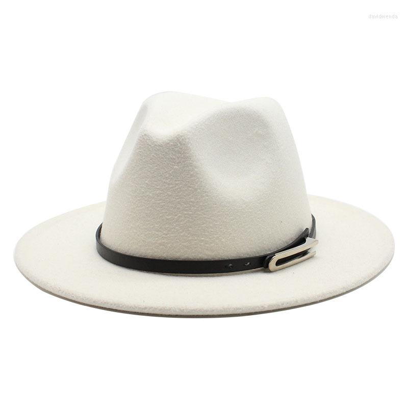 

Berets 2023 Unisex Men Women Fedora Hat With Belt Wide Brim Panama Outdoor Travel Adult Big Size 56-60cm, Army green