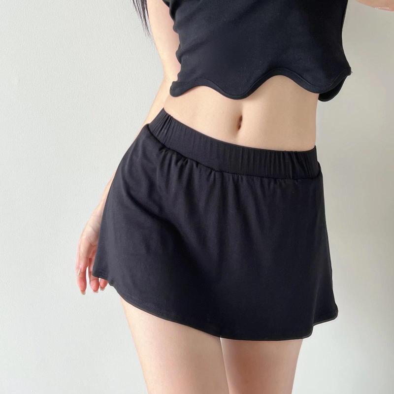 

Skirts High Wiasted Mini For Women Vintage Black Knitted Womens 2023 Summer Side Split Skirt With Shorts 2k Streetwear