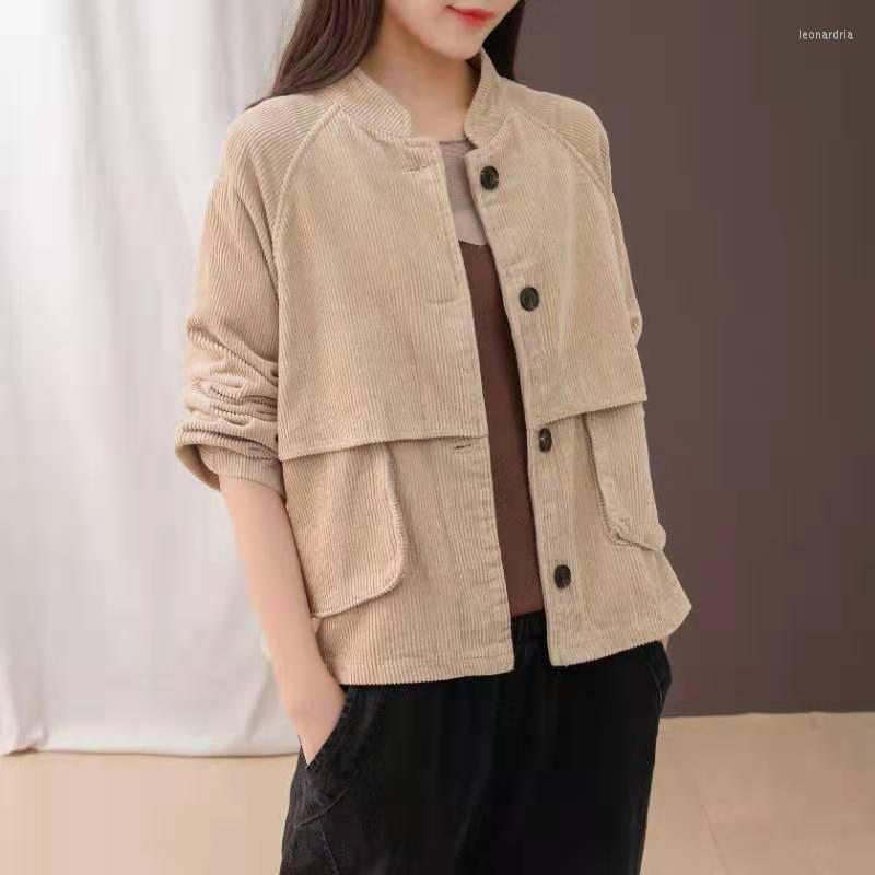 

Women's Jackets Women's Coat Corduroy Jacket Long Sleeve Windbreaker Spring Autumn Tops Retro Harajuku Korean Fashion Oversized, Yellow