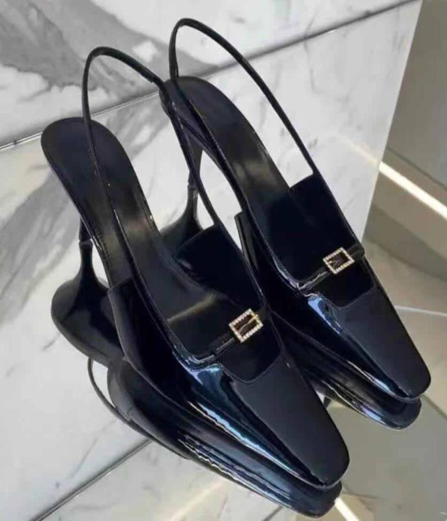

Women sandal shoes high heels YSandal black patent leather slingback pumps wedding party dress pump size 3541 luxury brand desig3910730, White