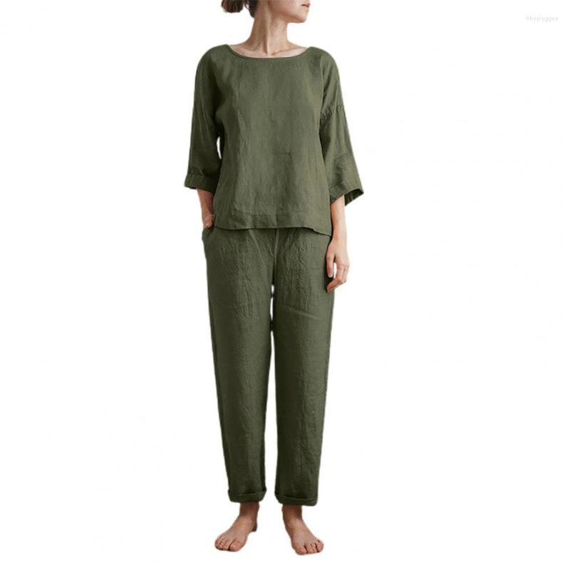 

Women's Two Piece Pants 2 Pcs/Set Women Top Set Vintage Three Quarter Sleeves Crew Neck Elastic Waist Warm 3/4 Sleeve Casual T-shirt Suit, Blue