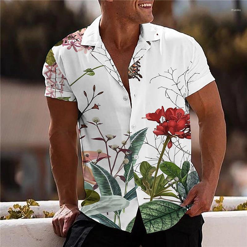 

Men's Casual Shirts Summer Hawaiian Floral For Men 3d Men's Tropical Shirt Beach Short Sleeve Fashion 5xl Tops Tee Homme Blouse Camisa, Flocs-220801-1