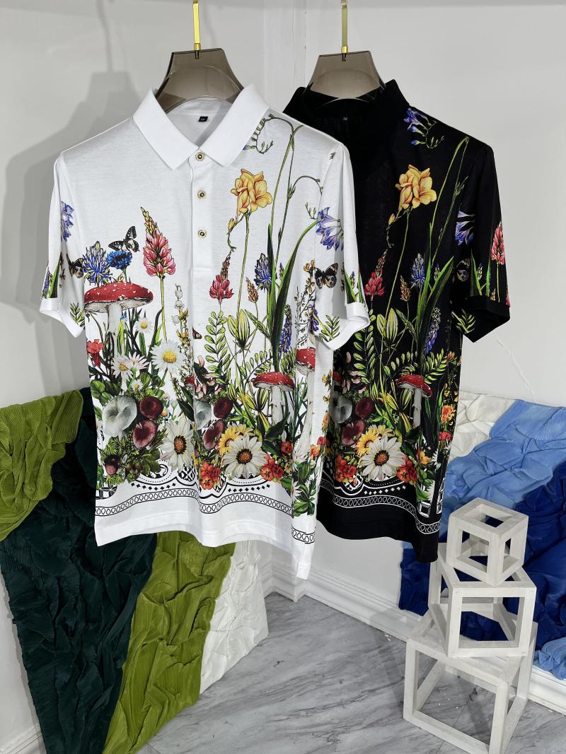 

Men's T Shirts Hj0109 Fashion Men's Tops & Tees 2023 Runway Luxury European Design Print Party Style T-Shirts Clothing, Black