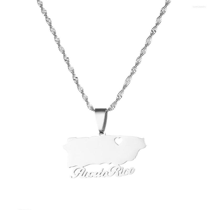 

Pendant Necklaces Stainless Steel Puerto Rico Map Trendy Ricans Heart Jewelry