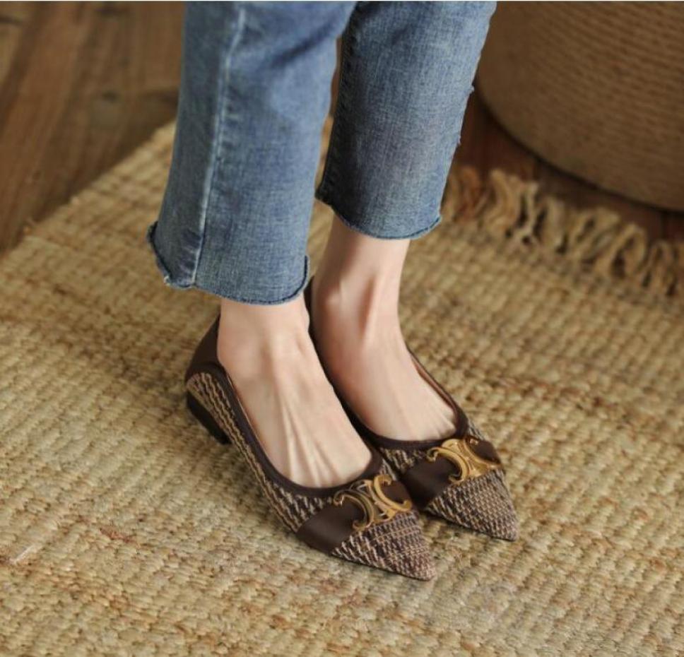 

Black Brown Metal Buckle Single Shoes Women Mary Jane Shoe Genuine leather Lady Flats4378581, Blue