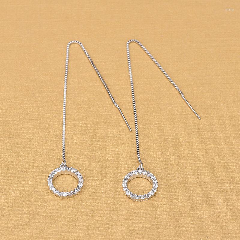 

Dangle Earrings Fashion Simple Elegant Silver Color Round Circle Crystal Long Engagement Jewelry Gifts 2023