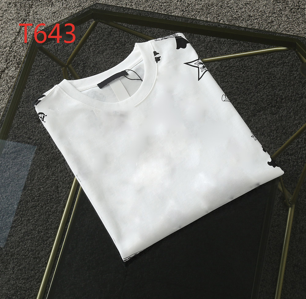 

T643 Full body printed round neck short sleeved T-shirt half sleeved sweatshirt Couple style cross flower personalized fashion classic letter punk hip-hop style