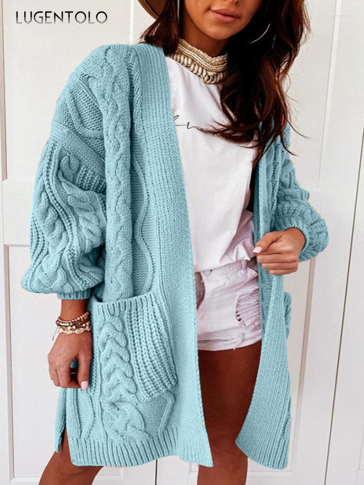 

Women' Knits Women Soft Twist Sweater Knitted Autumn Winter Elastic Warmth Cardigan Female Causal Loose Solid Long Sweaters, Mint green