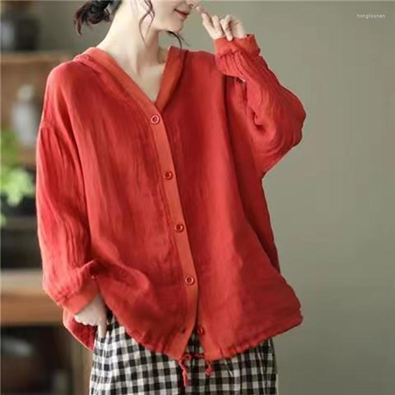 

Ethnic Clothing Chinese Traditional Shirt Summer Woman Derss Literary Cotton Linen Thin Coat Long Sleeve Cardigan Ladies Top Sunscreen