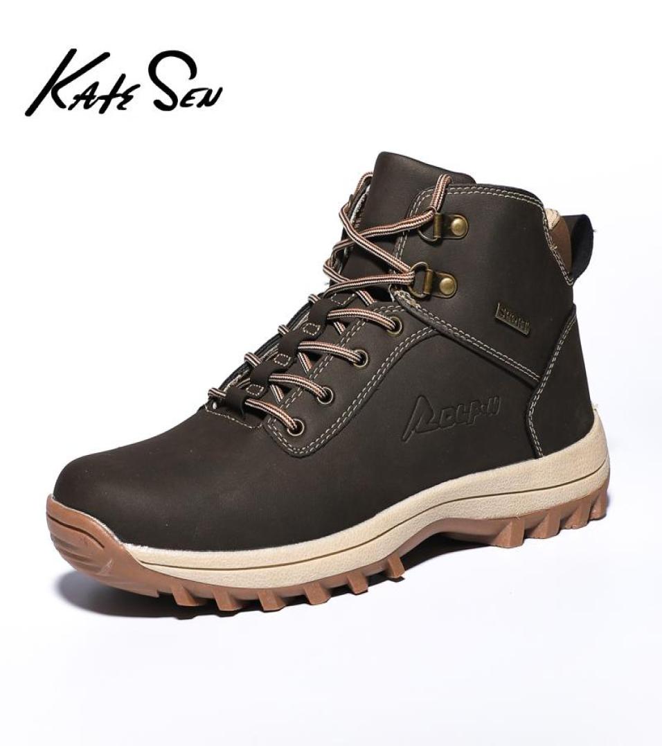 

Boots Brand Winter Men039s Waterproof Leather Sneakers Outdoor Nonslip Hiking Comfortable Work LaceUP Men Shoes7729664, Blue