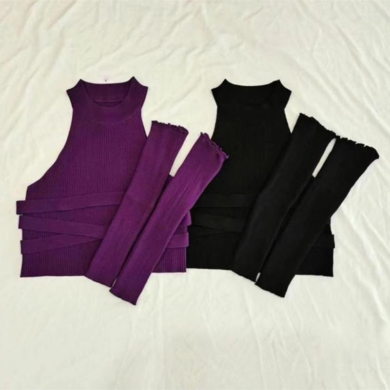 

Women's Tanks Halter Neck Vest For Women Solid Color Ribbed Knit Sleeveless Slim Crop Top M6CD, Black