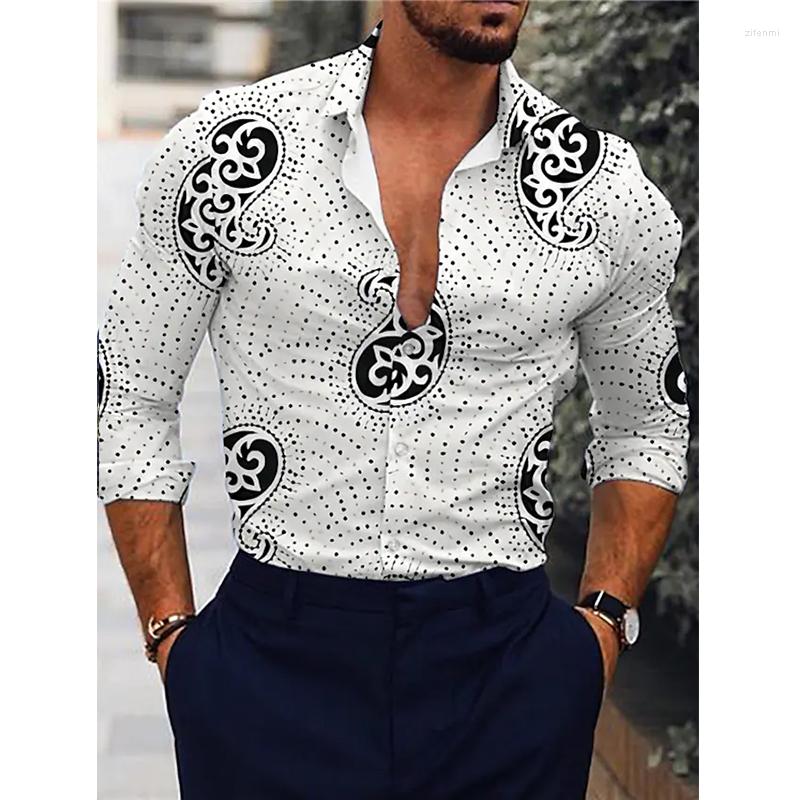 

Men' Casual Shirts Long Sleeve Shirt For Men Turn-down Collar Blouses Fashion Print Mens Designer Clothes Streetwear Social Black, Cx204