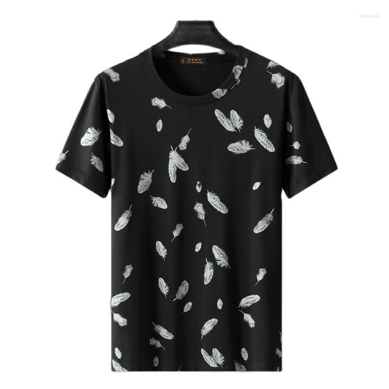 

Men's T Shirts Large Size Men's Letter Print Short Sleeve T-shirt Summer Youth Plus Fat Half Men Top Ice Silk, Black