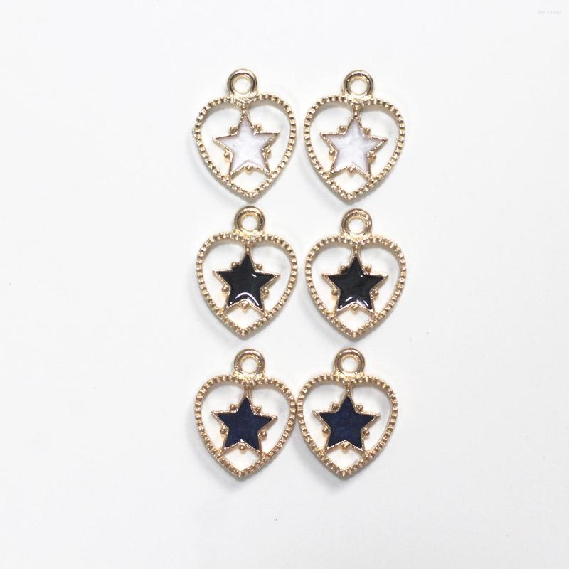 

Charms 10pcs 13 17mm Heart Shaped Pentagram Pearlescent Alloy Pendant For DIY Letter Love Ornament Handmade Necklace Earrings