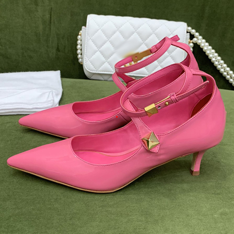 

2023 Dress Shoes High Heels Sandals Women's Wedding Pumps Shoes Women Summer Designer Pointed Toe Black Bowtie Fashion Canvas Party With Box -K355, Picture color