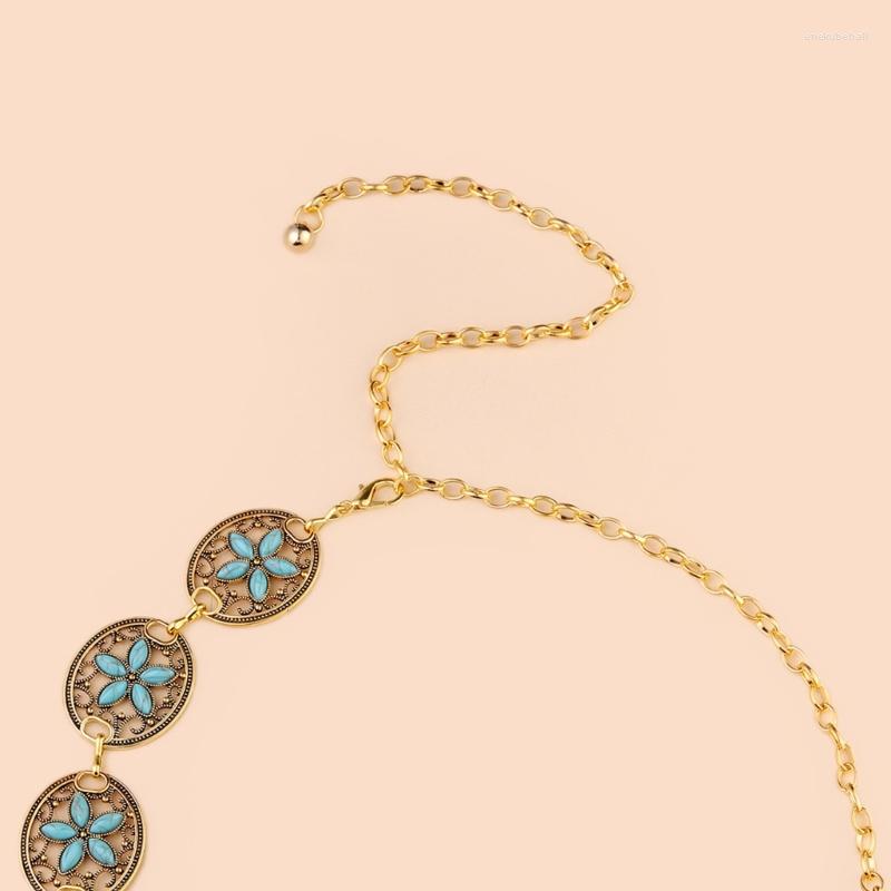 

Belts Western Turquoise Belt Chain For Women Waist Belly Dress, Gold
