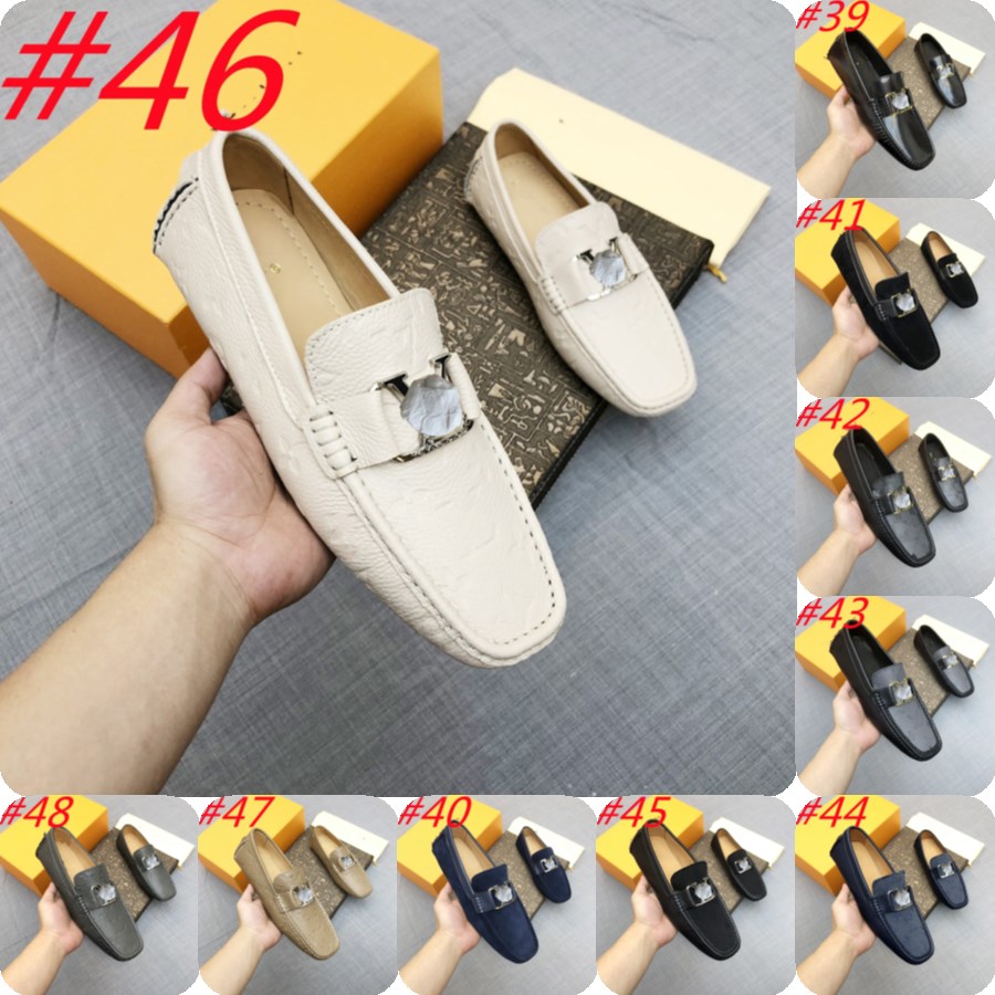 

38MODEL Genuine Leather Designer Men Dress Shoes luxurious Formal Casual Mens Loafers Moccasins Soft Breathable Slip on Boat Shoes Plus Size 38-46, #17