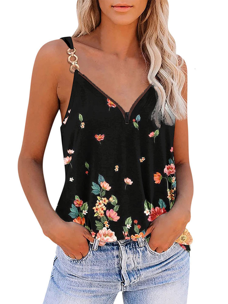 

Camisoles Tanks Summer New Fashion Bohemia Beachwear Women's Sleeveless Top Casual Zipper Printed Spaghetti Sexy Vest Tops Female Street Wear 230420, Mixed color