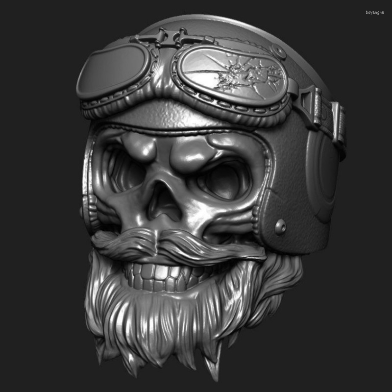 

Wedding Rings Vintage Gothic 316L Stainless Steel World War II Pilots Undead Skull Ring For Men Punk Biker Jewelry Accessories