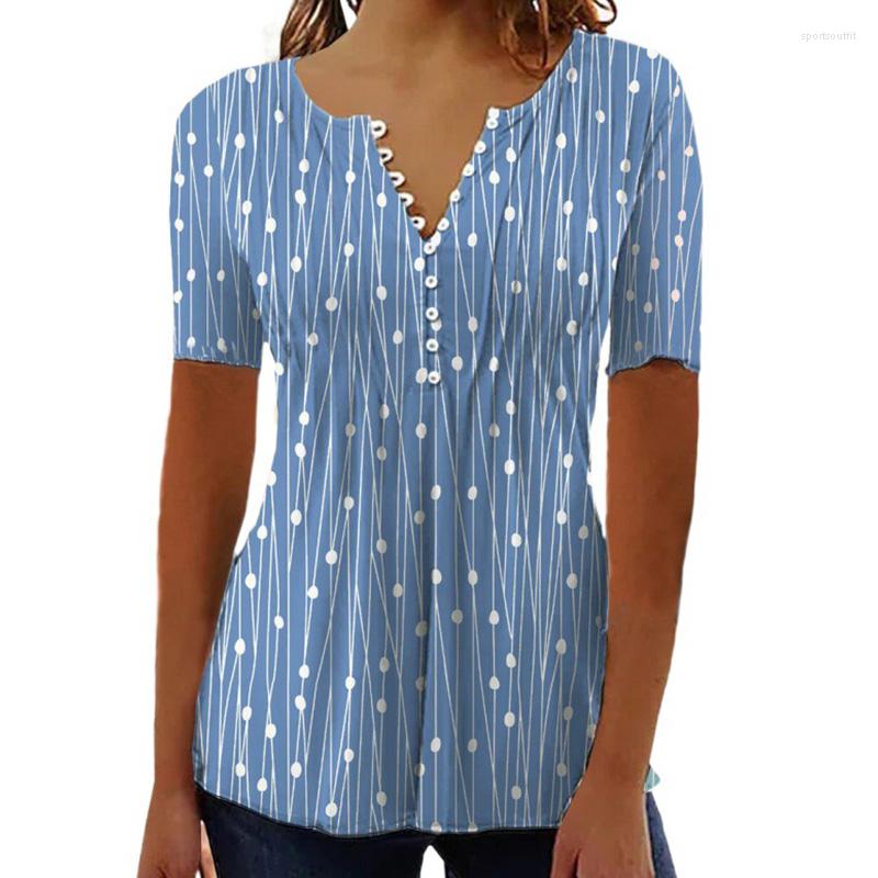 

Women's Blouses Comfortable Pullover Tops Clothing Elegant Printed Button Shirt V Neck For Women Summer Fashion Long Sleeves, 02