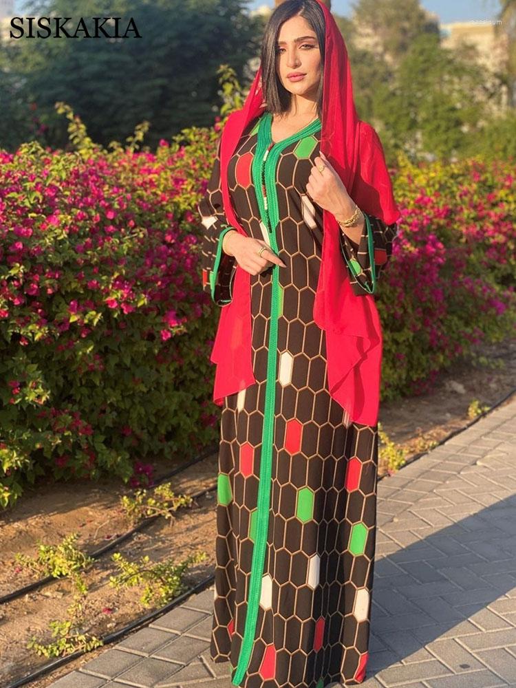 

Casual Dresses Siskakia Dubai Jalabiya Fashion Plaid Print Maxi Dress For Women Moroccan Kaftan Arabic Muslim Clothes 2023 Eid Ramadan, Black dress