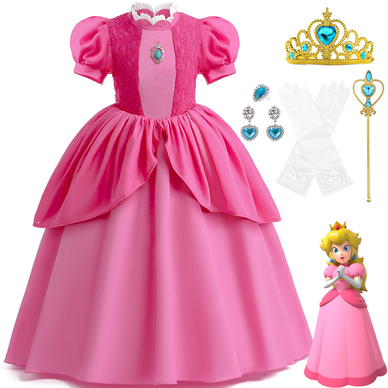 

Cosplay Peach Dress Cosplay For Girl Costume Princess Dress Carnival Costumes Wednesday Kids Vestidos Party Dresses 4-12 Years 230421, D4462 dress only